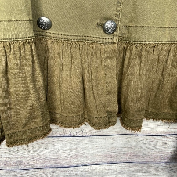 Free People Olive Military Jacket Peplum Hem - Picture 3 of 8